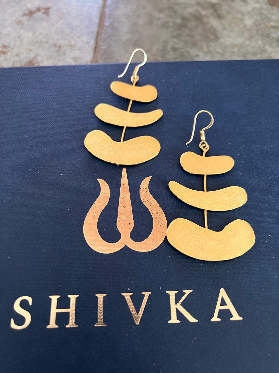 Stylish Textured Brass Earrings - SHIVKA