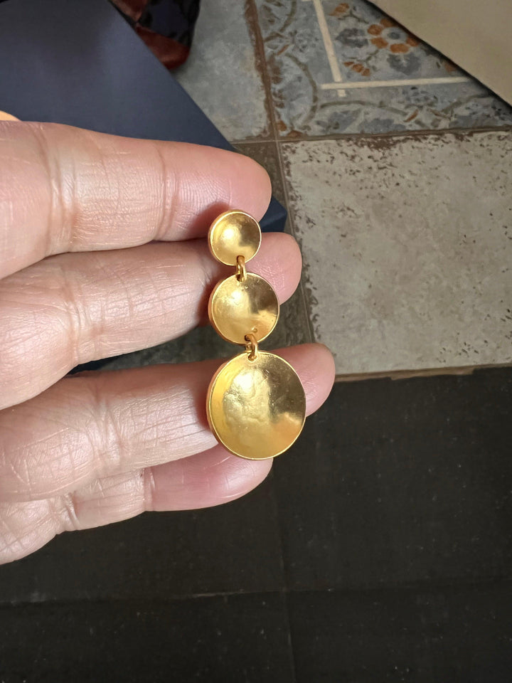 Three Tier Brass Earrings - SHIVKA