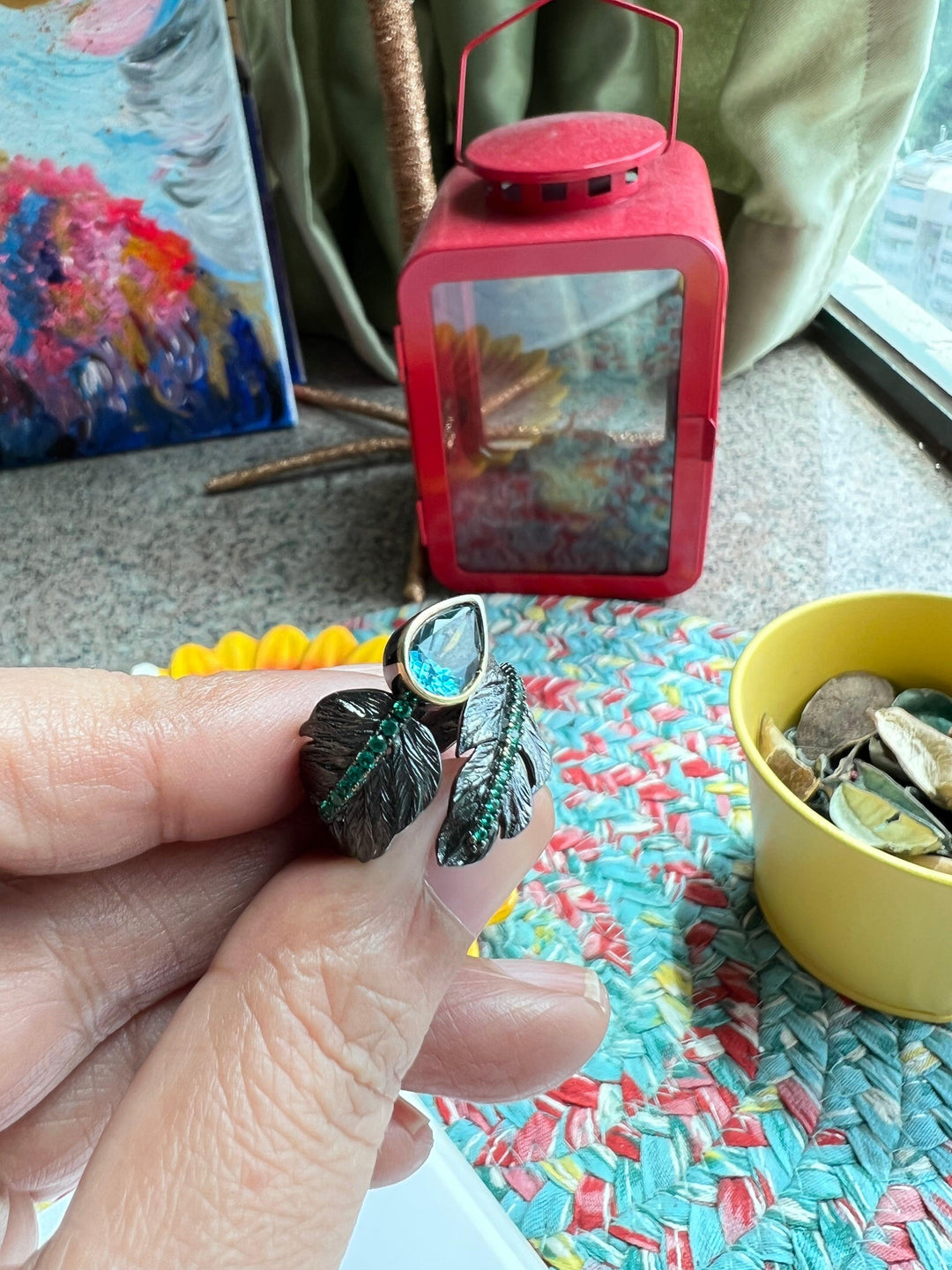 Vintage Pure 925 Silver Blue Topaz Ring - SHIVKA