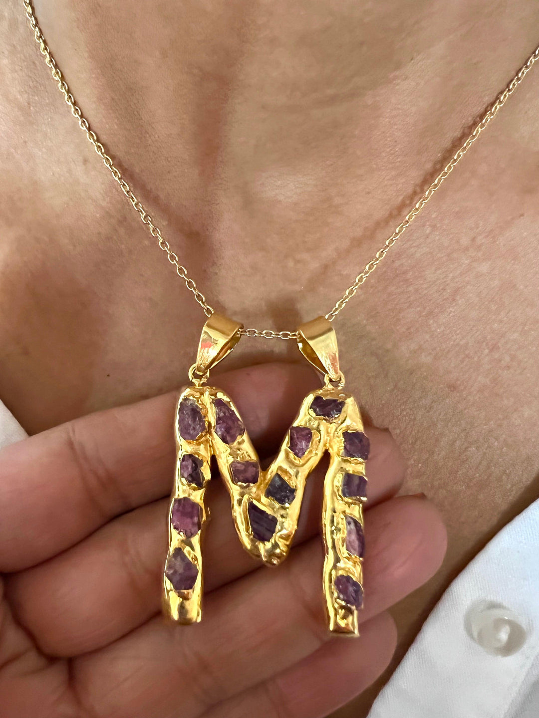 Statement Letter "M" Pendant Necklace - SHIVKA