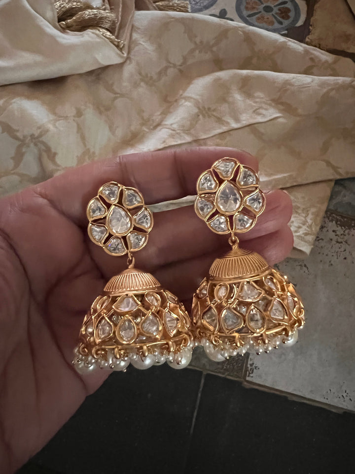 Beautiful Pearls and Kundan Choker with Statement Jhumka Earrings