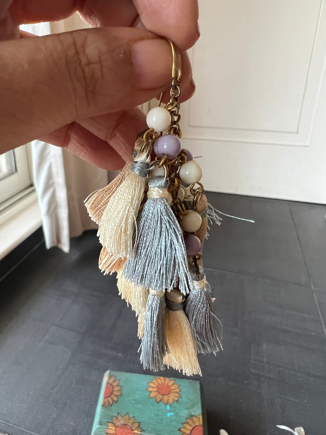 Beads and Silk Thread Earrings