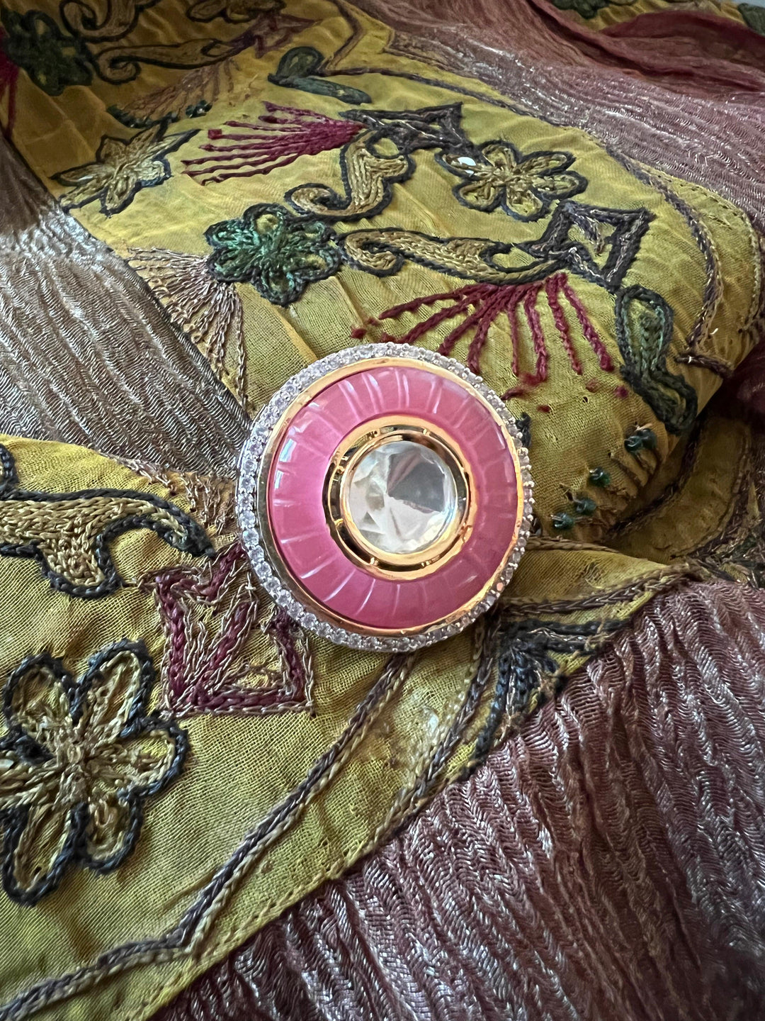 Pink Carved Stone Ring - SHIVKA