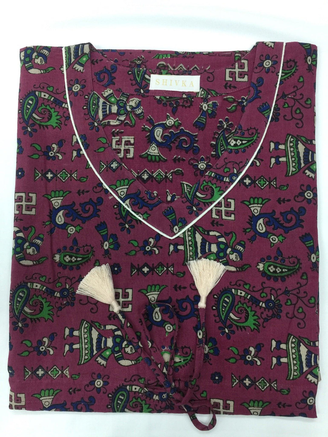 Indian Print Cotton Kaftan - SHIVKA