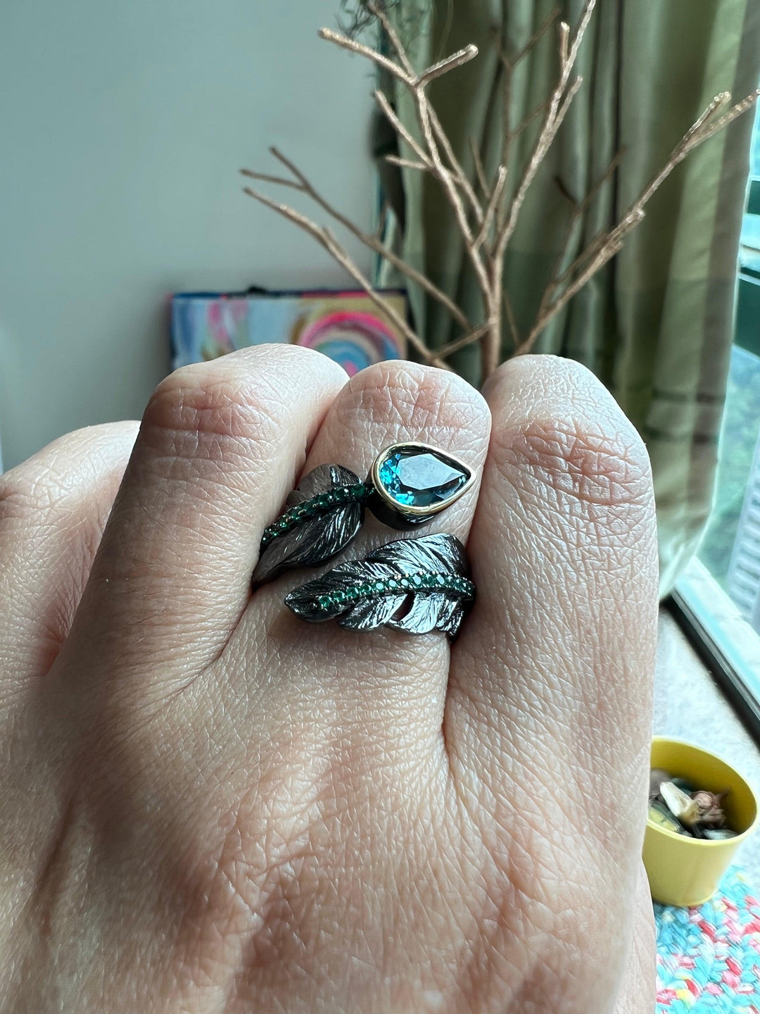 Vintage Pure 925 Silver Blue Topaz Ring - SHIVKA