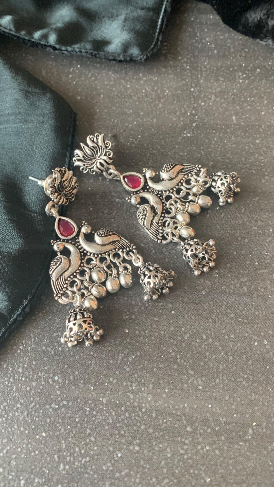 Peacock Double Jhumki Danglers - SHIVKA