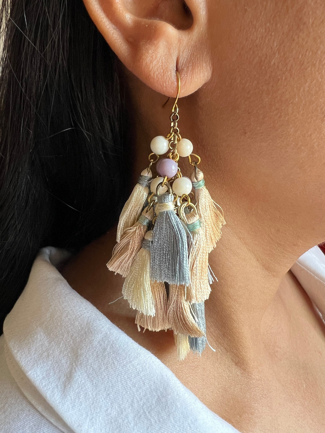 Beads and Silk Thread Earrings