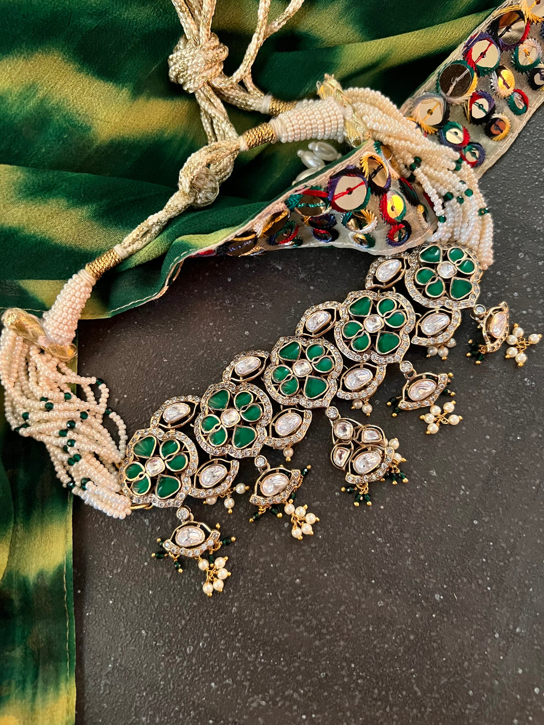 Pearls Choker with Statement Earrings