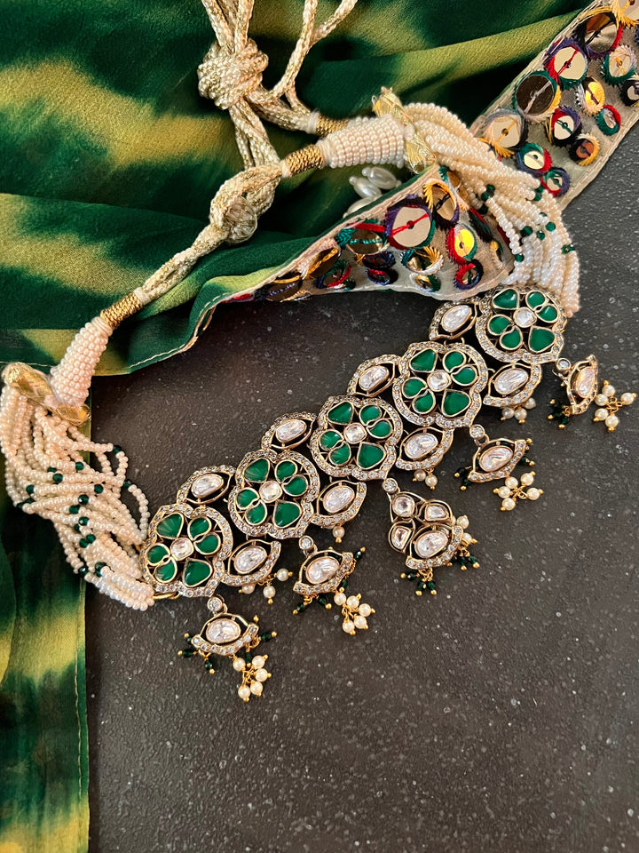 Pearls Choker with Statement Earrings