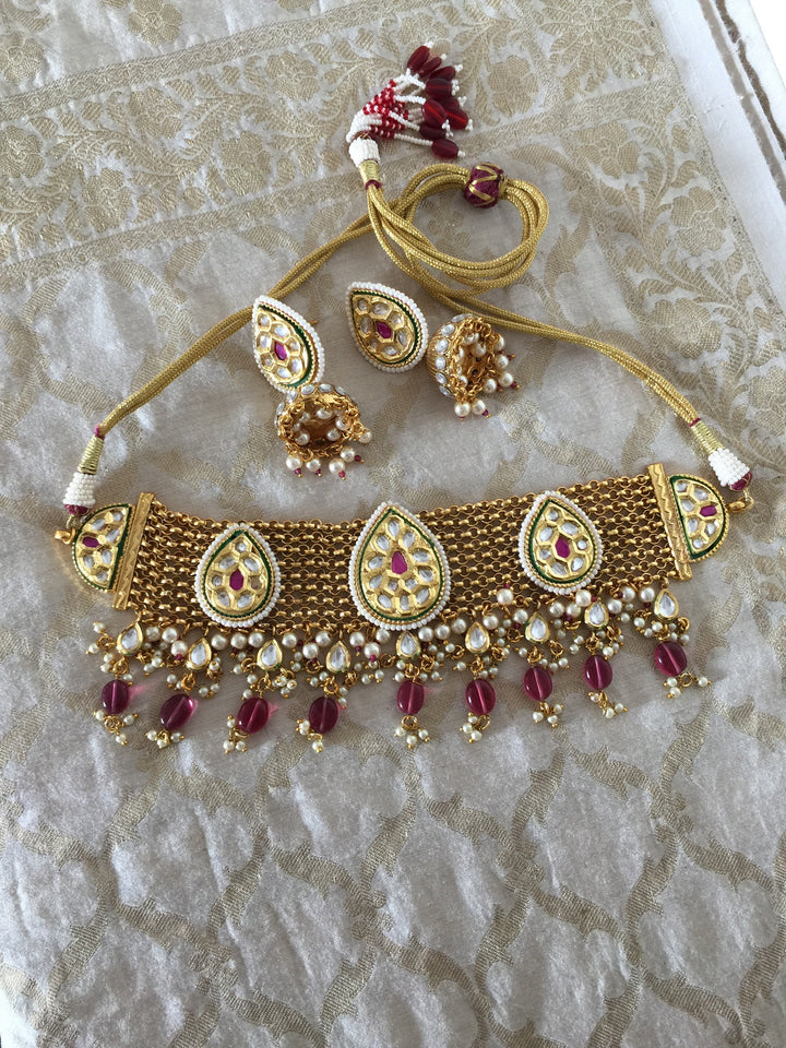 Elegant Kundan Choker with Jhumka Earrings