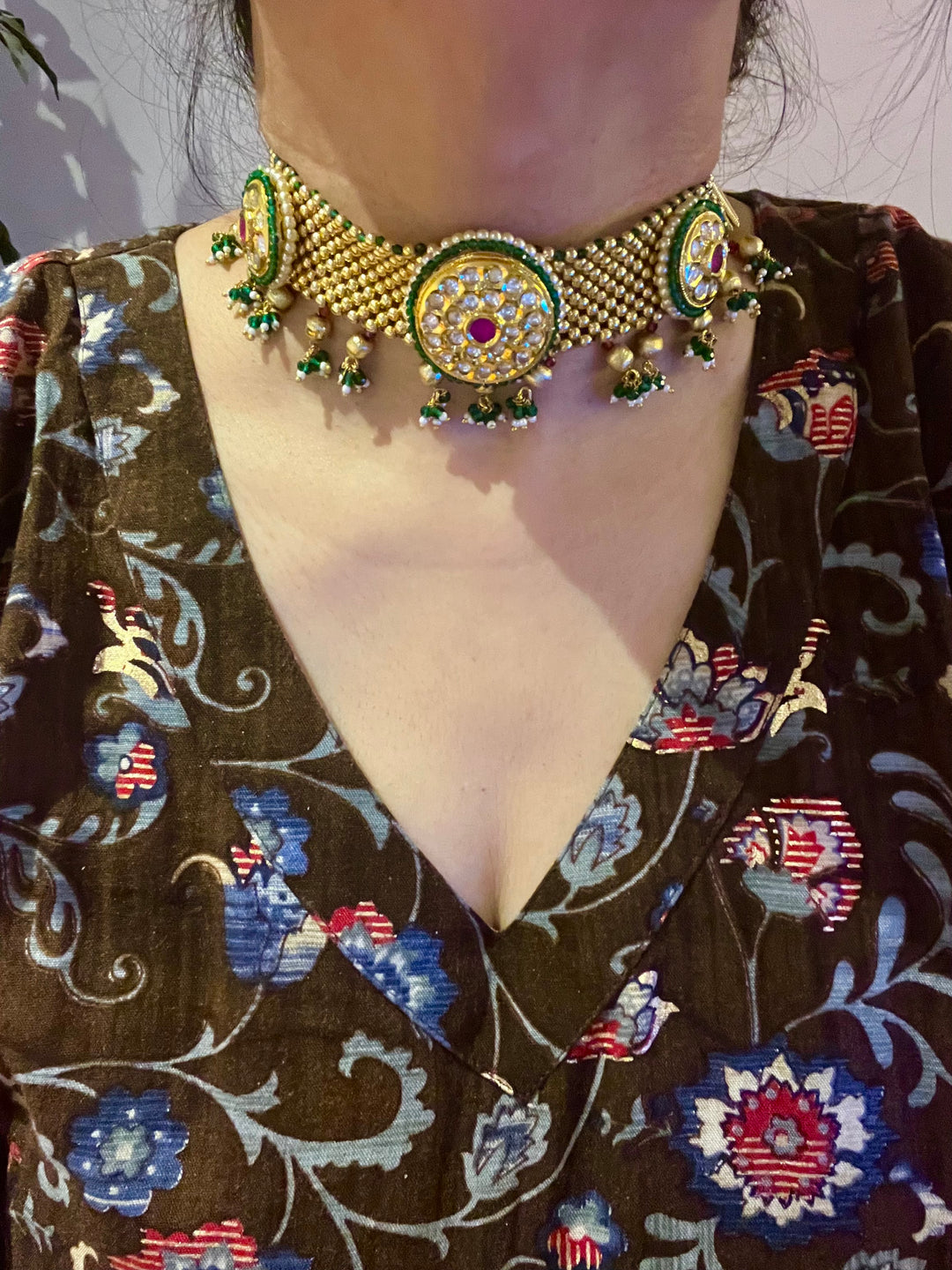 Elegant Kundan Choker with Jhumka Earrings