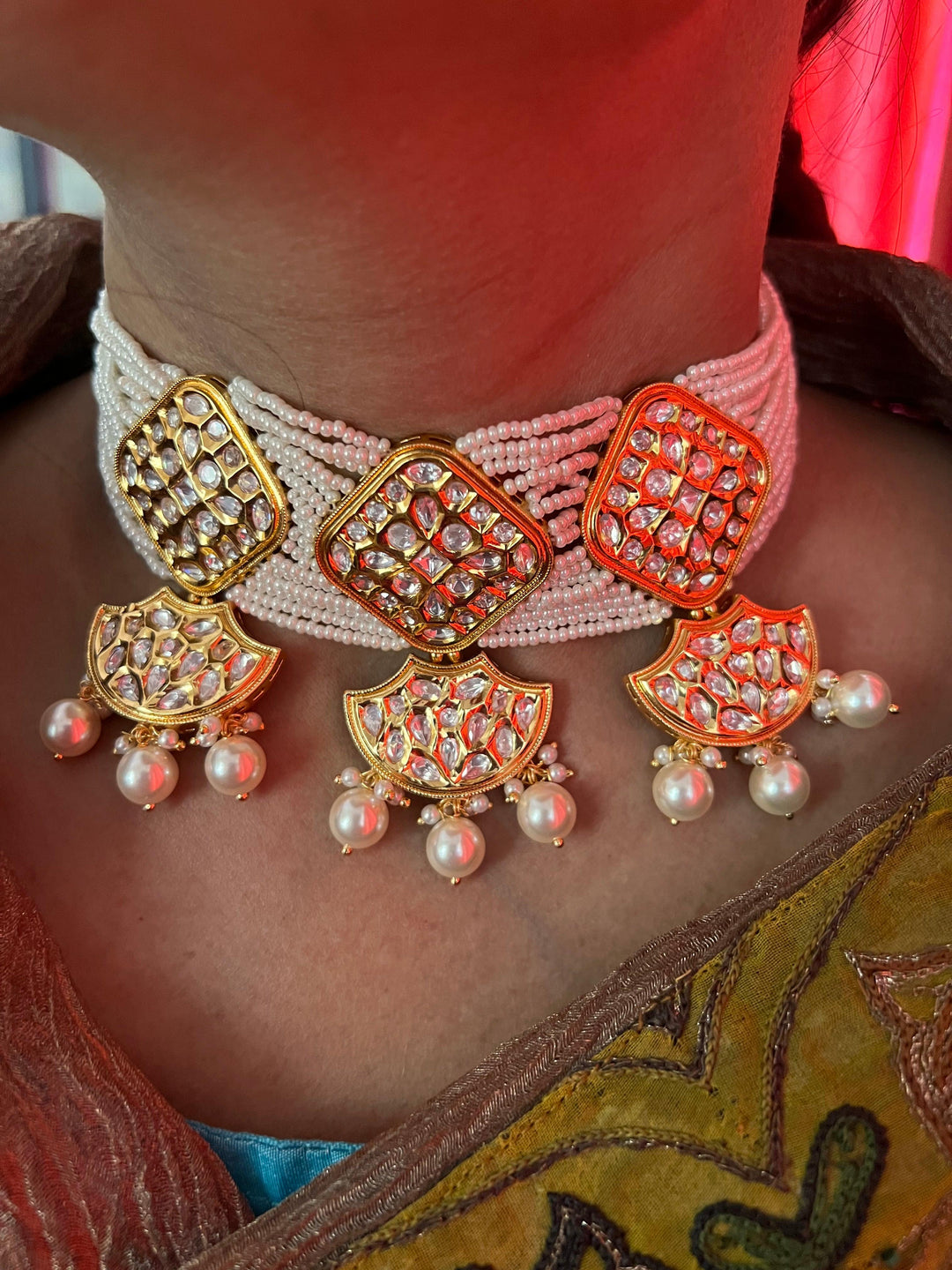 Scintillating Kundan Choker with Earrings - SHIVKA