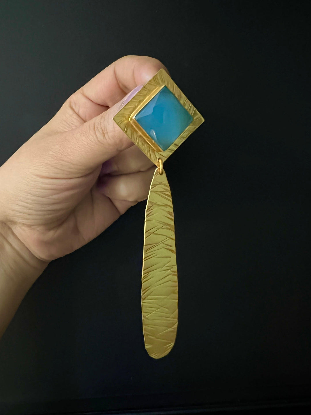 Statement Chalcedony Long Danglers - SHIVKA