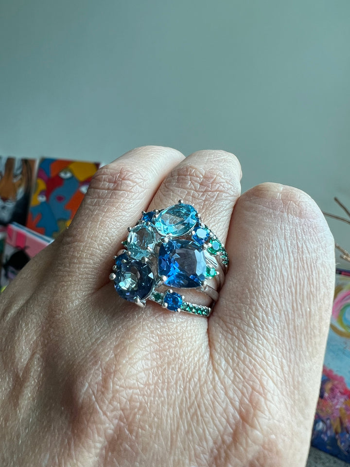 Designer Pure Silver Mystic Quartz Ring