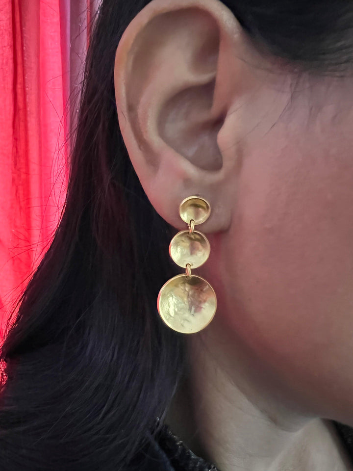 Three Tier Brass Earrings - SHIVKA
