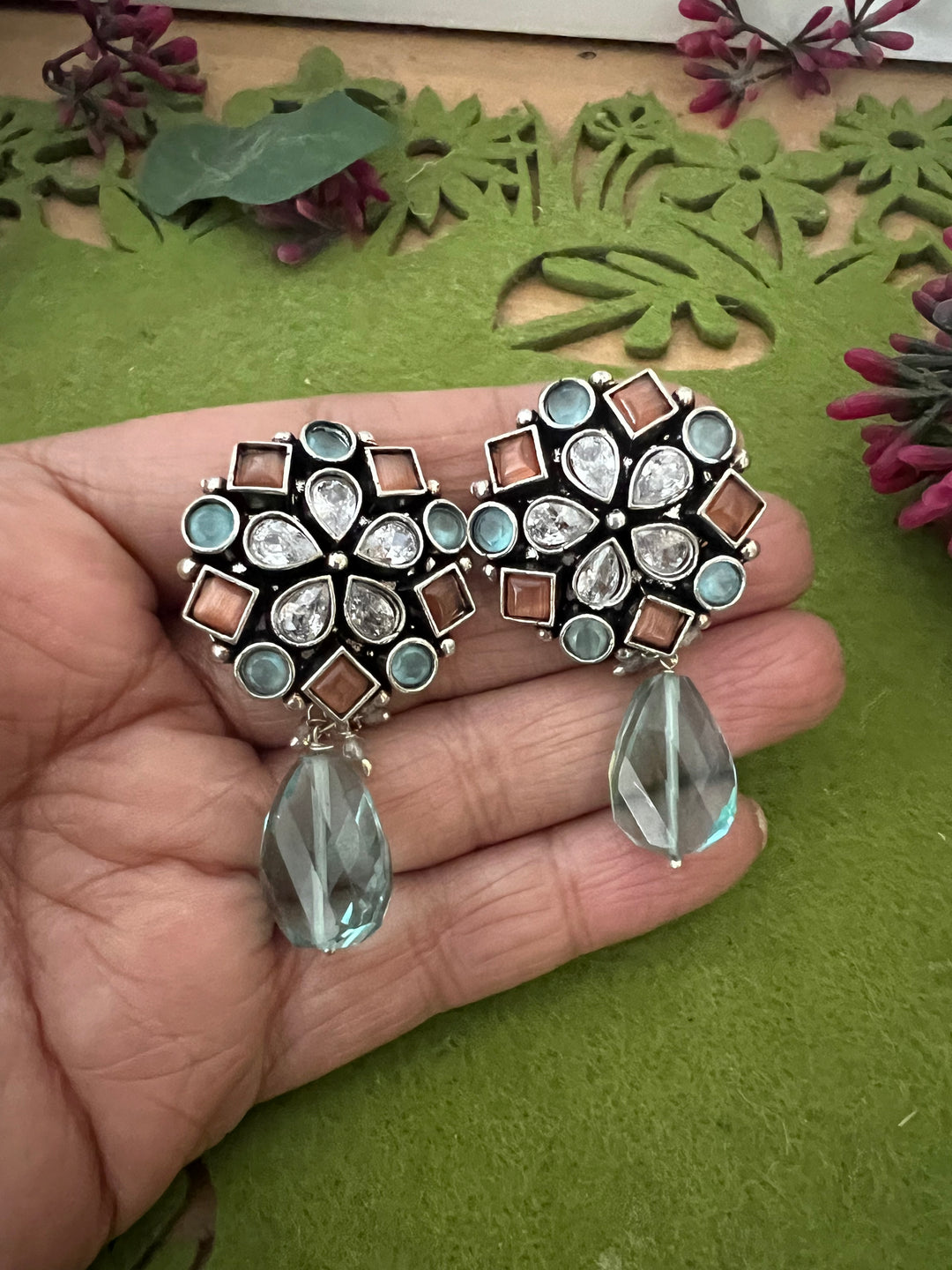 Antique Green Amethyst Earrings