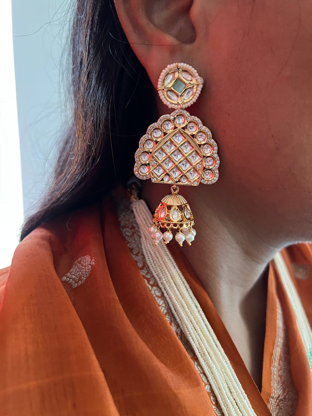 Beautiful Kundan Long Necklace with Statement Earrings