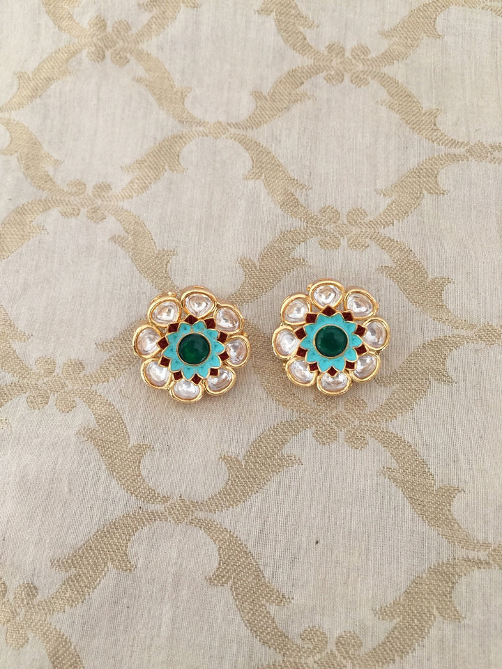 Gorgeous Green Polki Kundan Choker with Studs