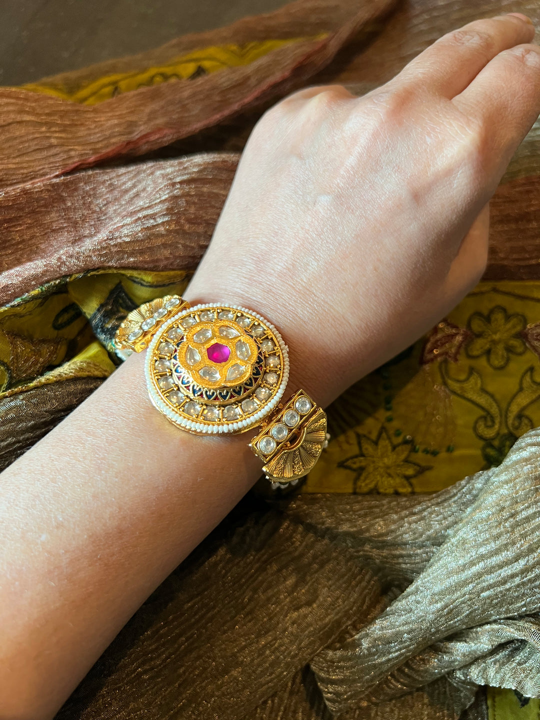 Pearls and Gold Kundan Bracelet