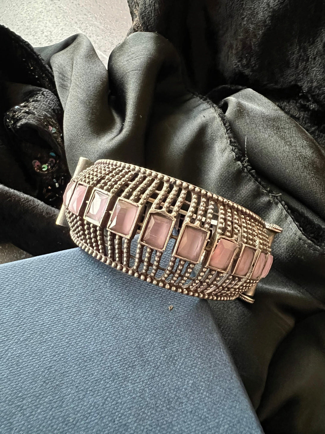 Statement Pink Stone Antique Kada/ Premium Quality Kada / Indian Bangle - SHIVKA