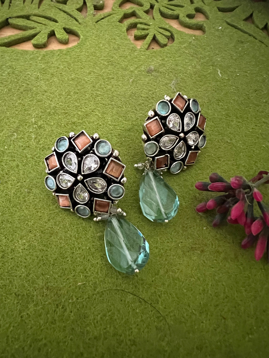 Antique Green Amethyst Earrings