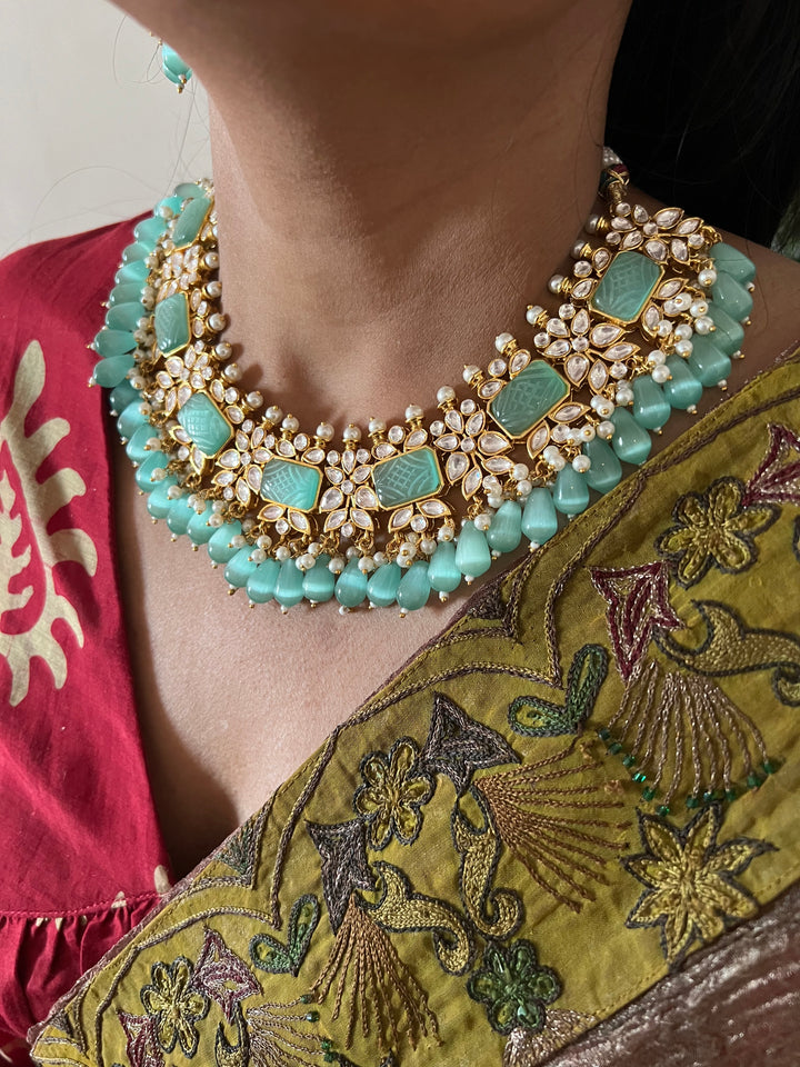 Royal Bridal Choker Necklace with Earrings and Maangtikka