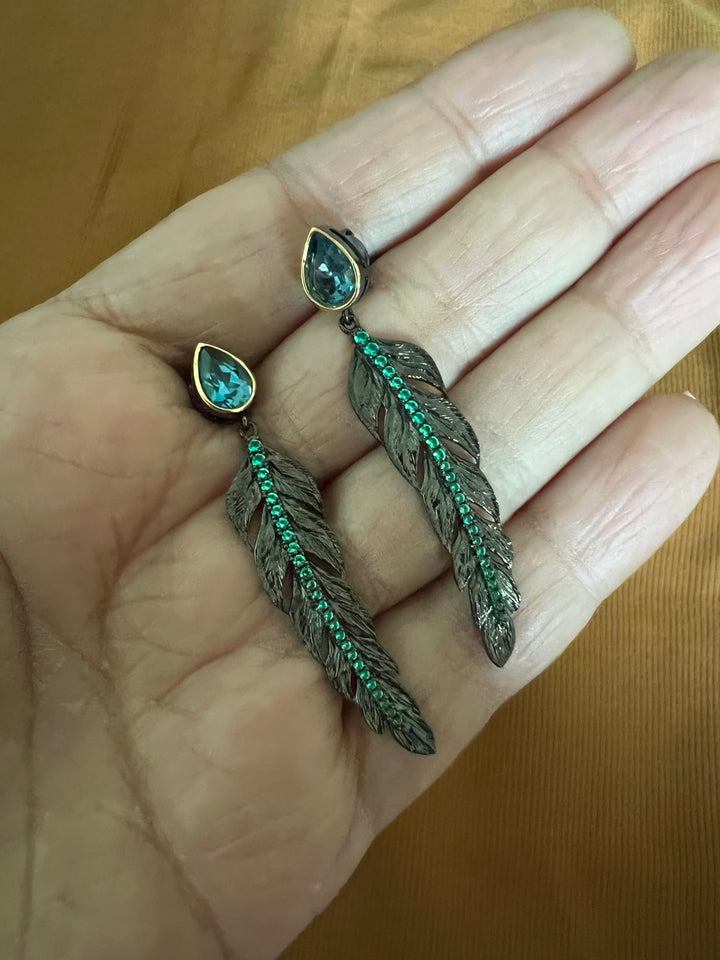 Minimalist 925 Silver Amethyst Leaf Earrings