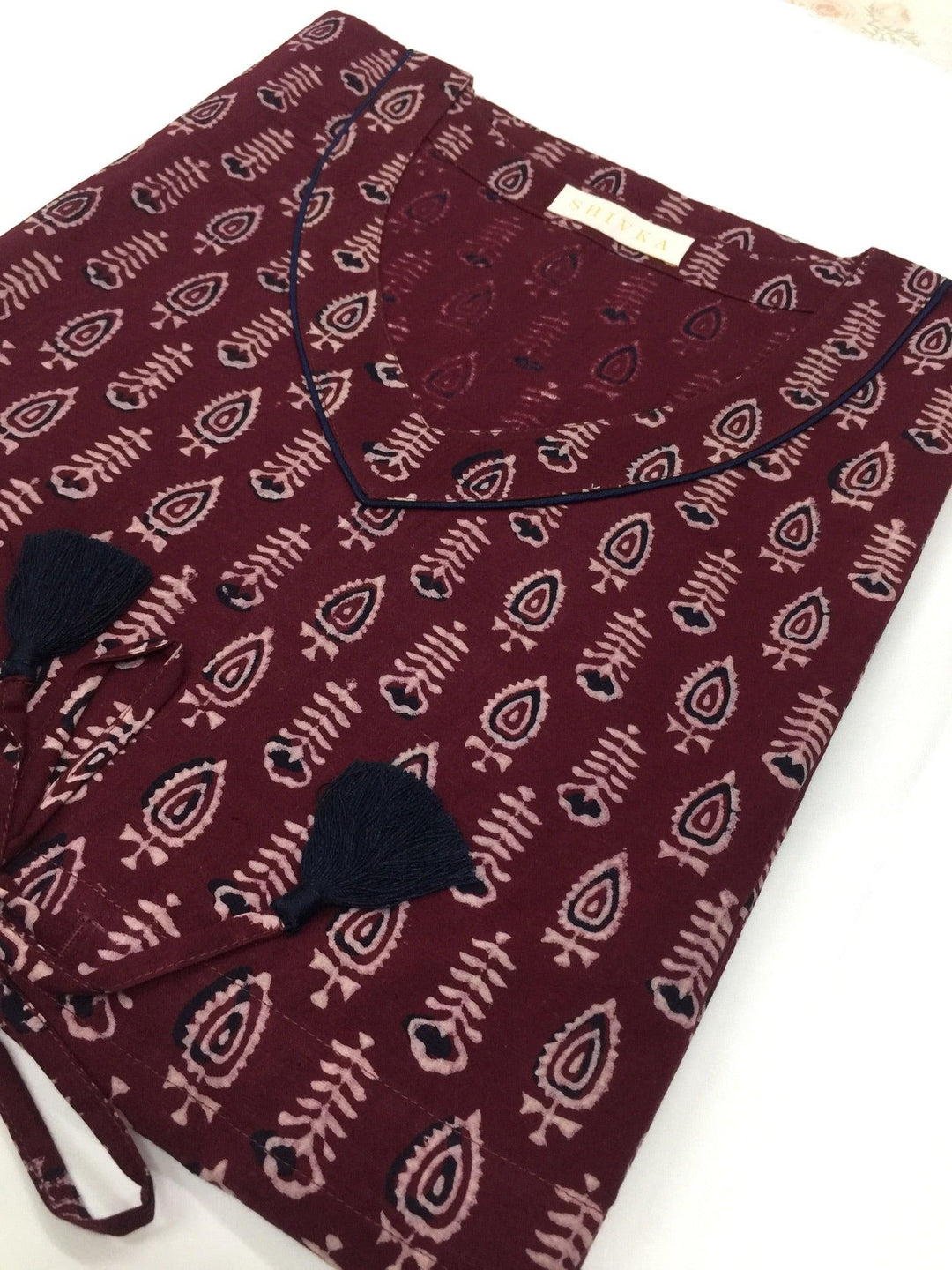 Indian Print Cotton Kaftan - SHIVKA