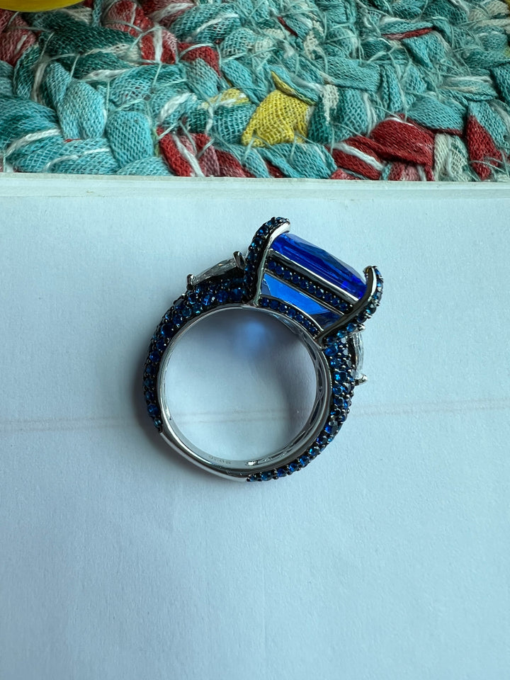 Designer Pure Silver Cubic Zirconia Ring