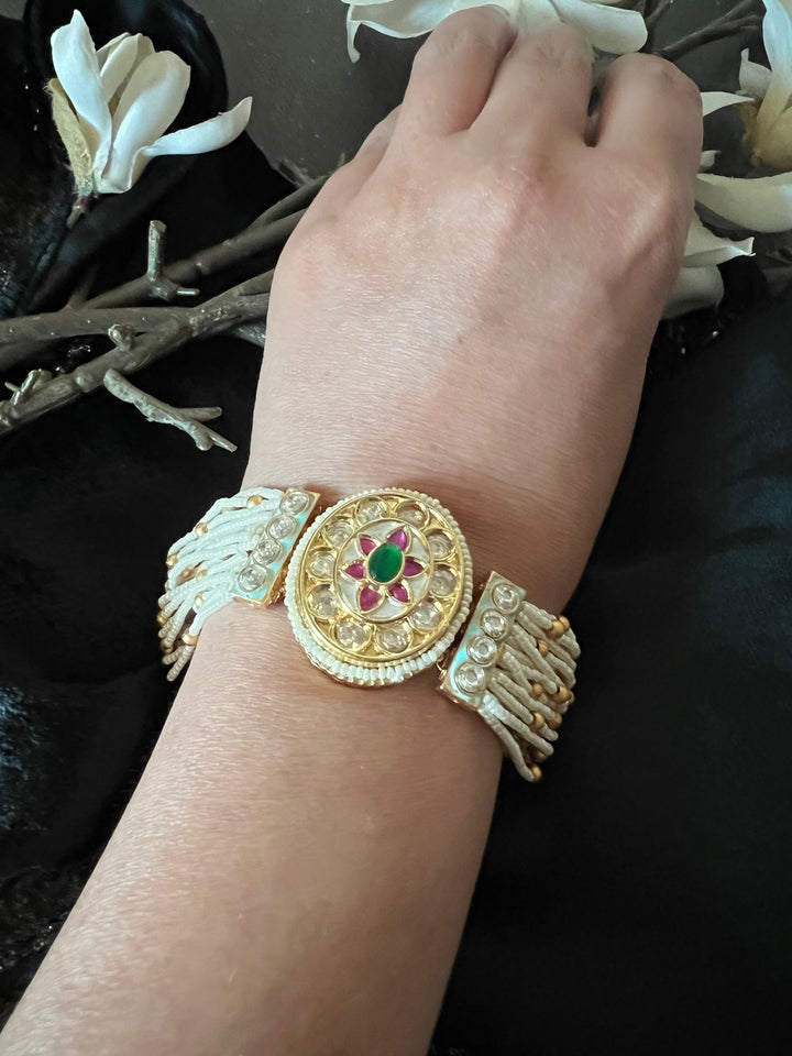 Pearls and Gold Kundan Bracelet