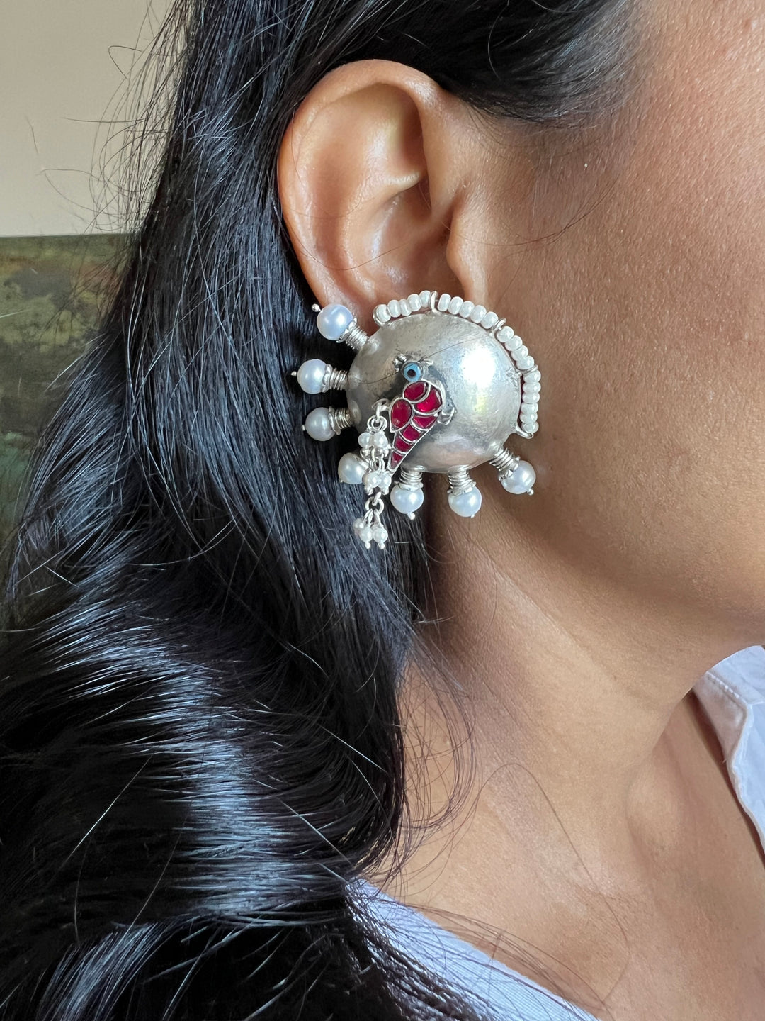 Designer Pure 925 Silver Pearl Studs