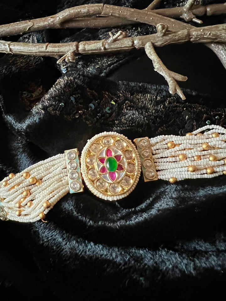 Pearls and Gold Kundan Bracelet