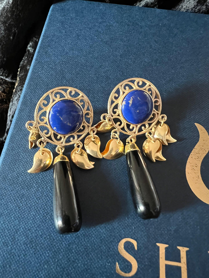 Statement Lapis Lazuli Earrings - SHIVKA