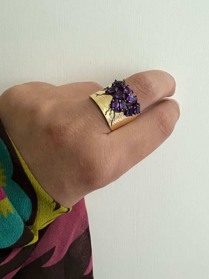 Designer Pure Silver Amethyst Ring