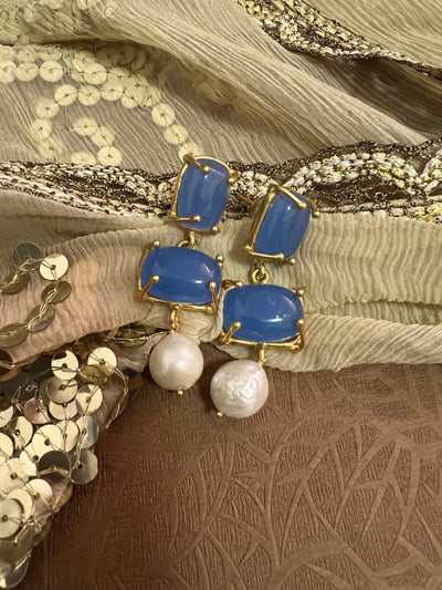 Pearl Drop Chalcedony Earrings - SHIVKA