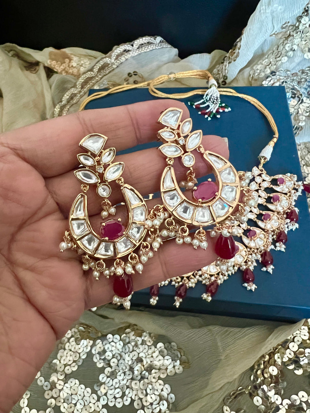 Scintillating Bridal Kundan Necklace with Chandbaalis