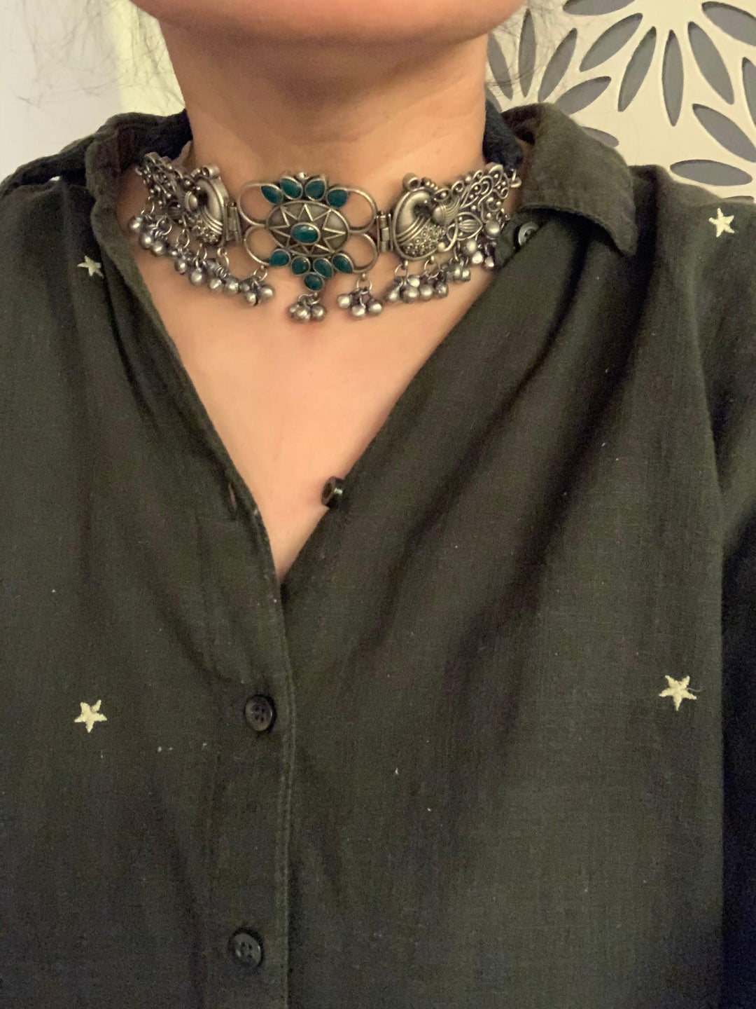 Peacock Choker Necklace with Earrings - SHIVKA