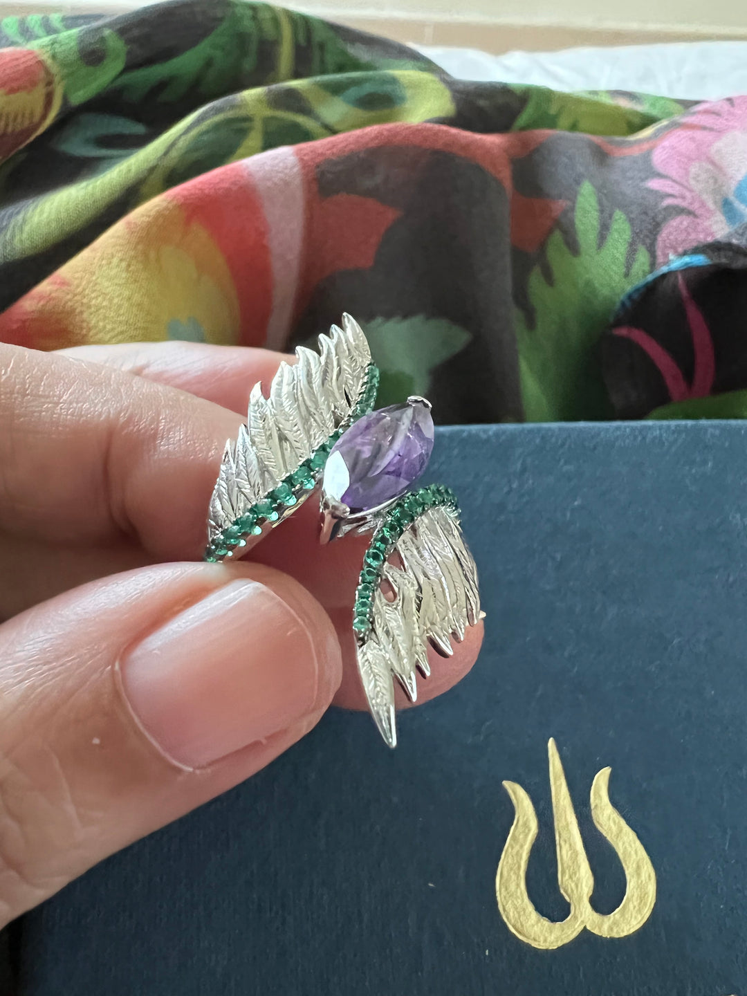 Designer Pure Silver Amethyst Ring