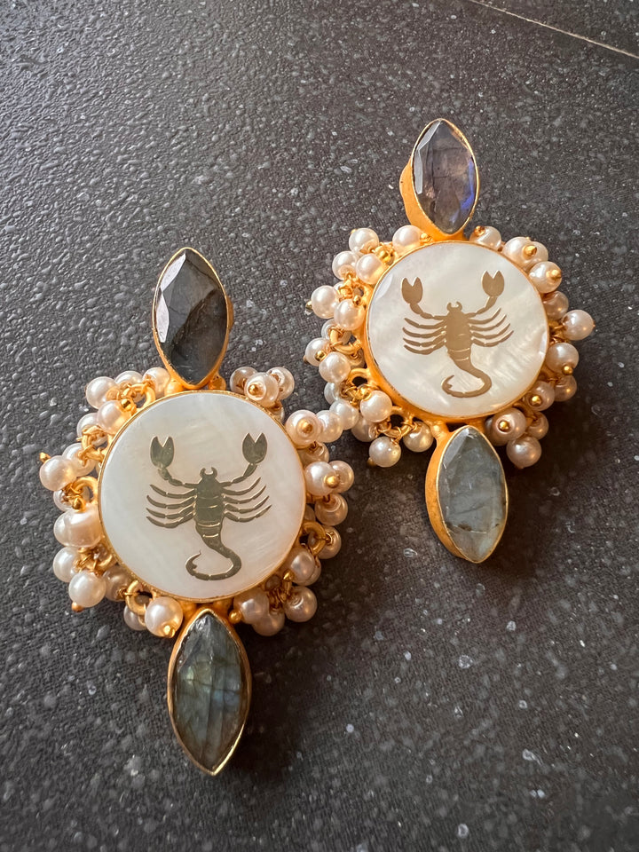 Embossed MOP Stud Earrings