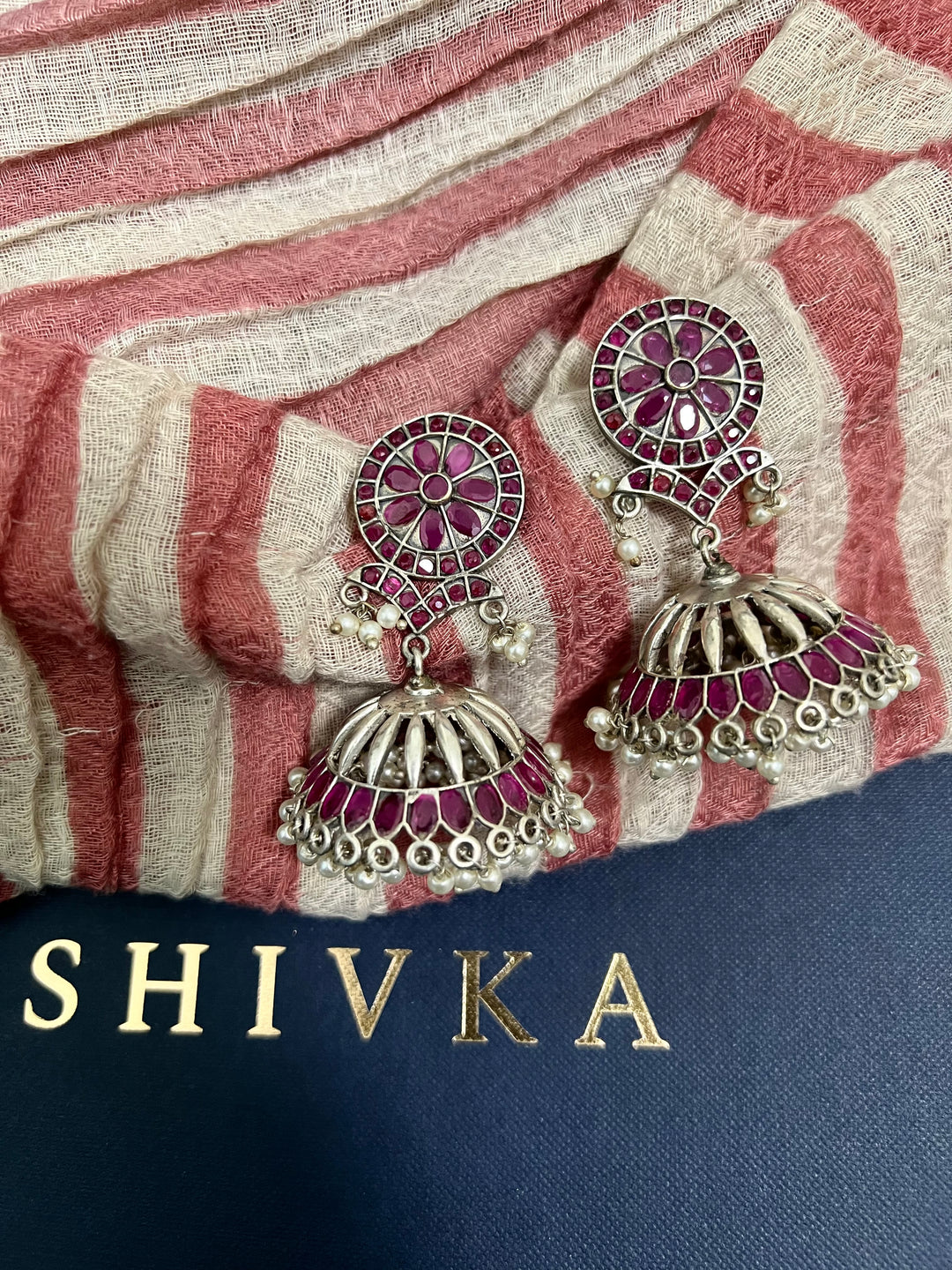 Gorgeous Silver Tone Jhumkas