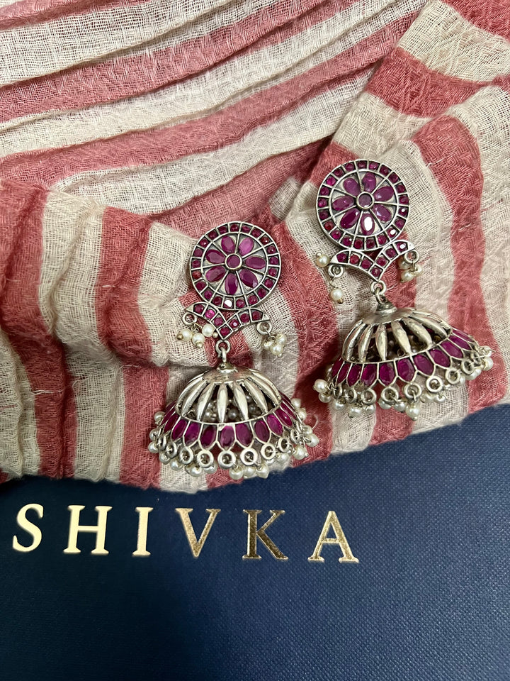 Gorgeous Silver Tone Jhumkas