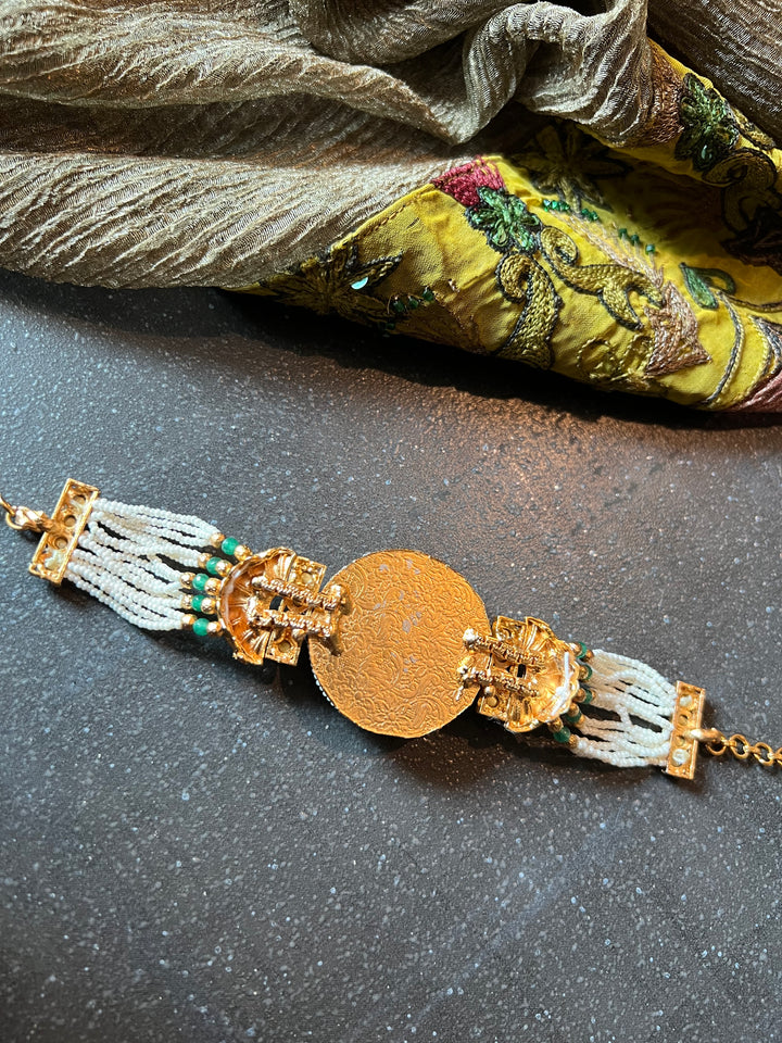 Pearls and Gold Kundan Bracelet