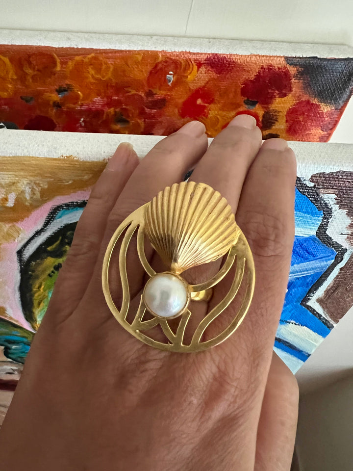Shell and Pearl  Ring