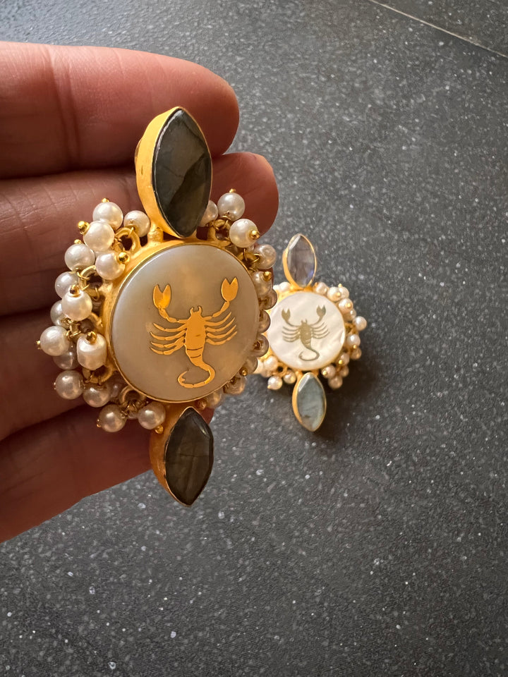 Embossed MOP Stud Earrings