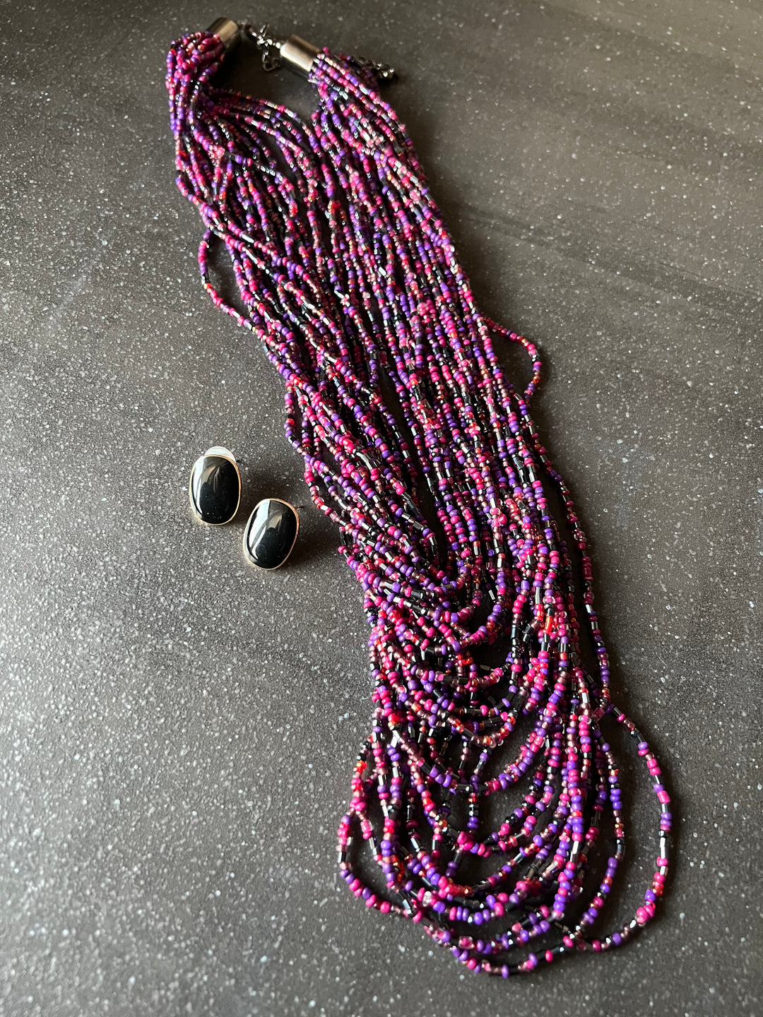 Beaded Necklace with Studs