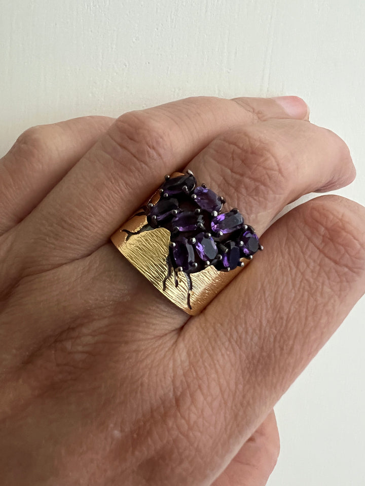 Designer Pure Silver Amethyst Ring