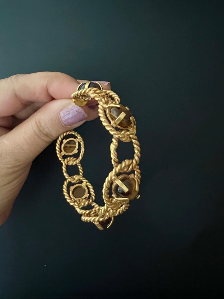 Tiger Eye Hoop Earrings - SHIVKA