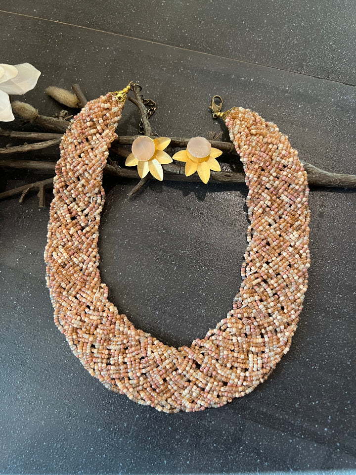 Statement Necklace with Gemstones Studs