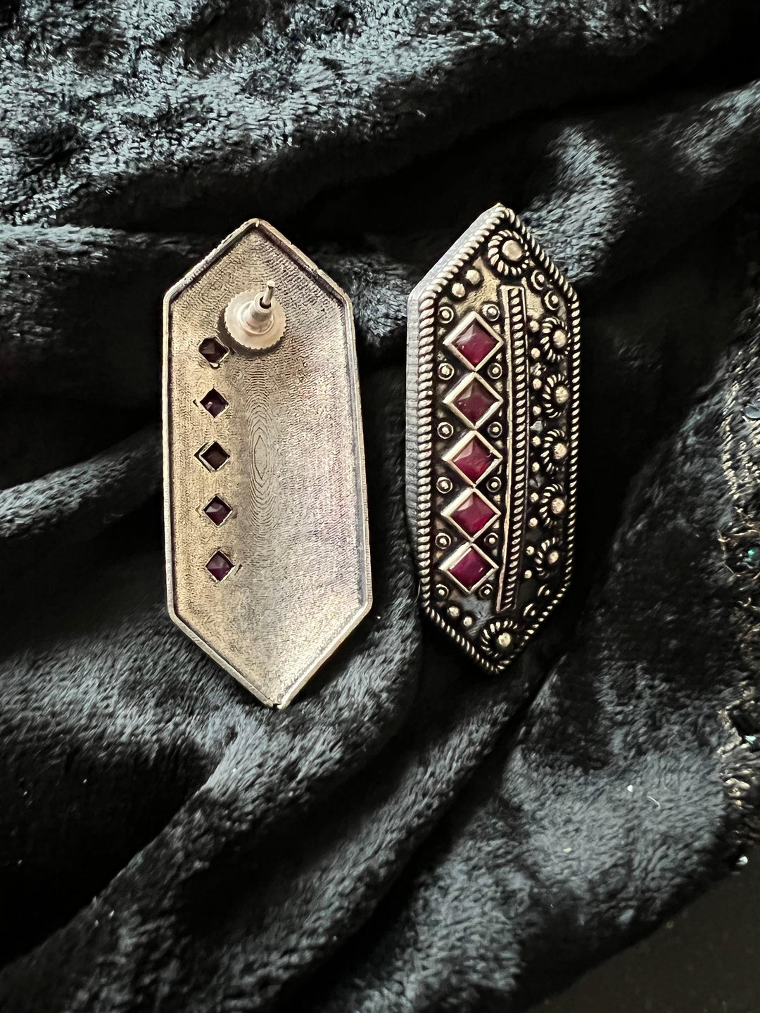 Hexagon Antique Necklace with Statement Studs - SHIVKA