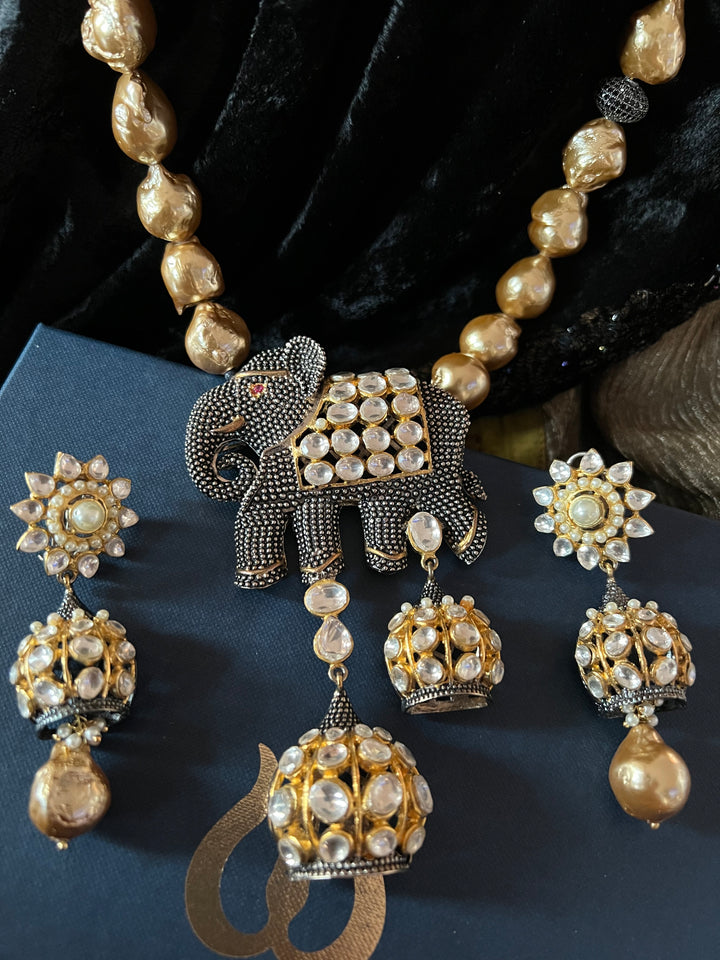 Baroque Necklace with Statement Earrings